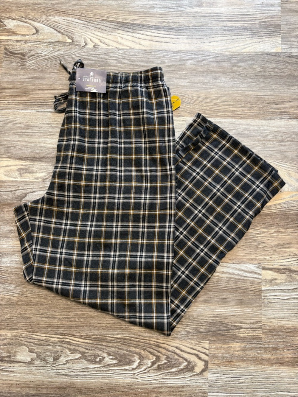 Stafford Regular Fit Charcoal Heather Plaid Sleep Pant XL NWT